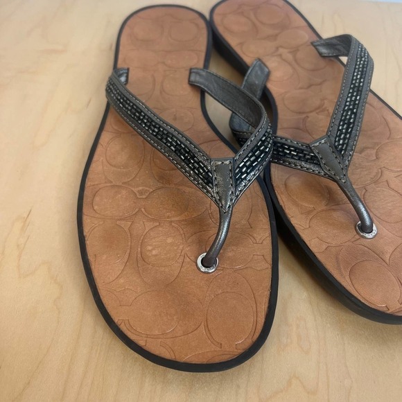 Coach Laurel Leather FlipFlop Sandels SZ‎ 8 - Picture 5 of 6